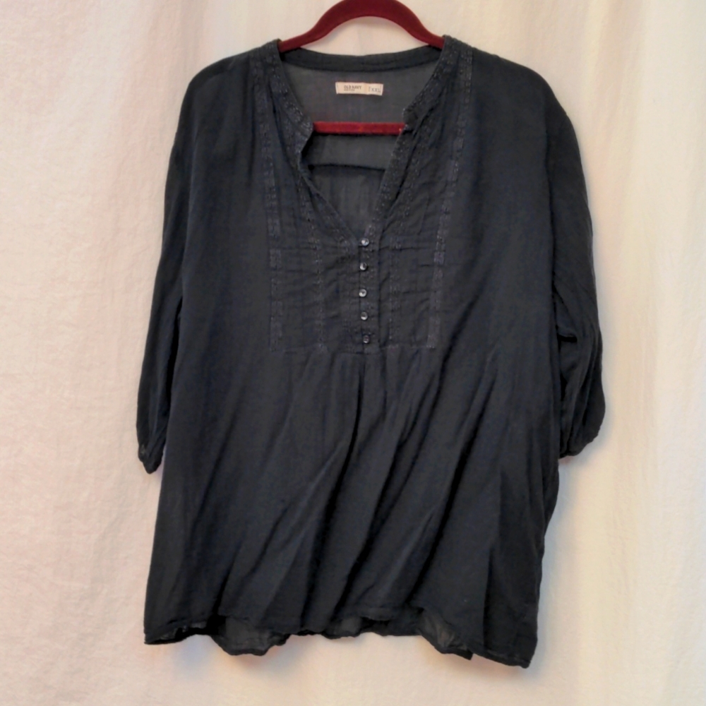 100% Cotton XXL Old Navy Women's Blouse Plus Size Top in Black